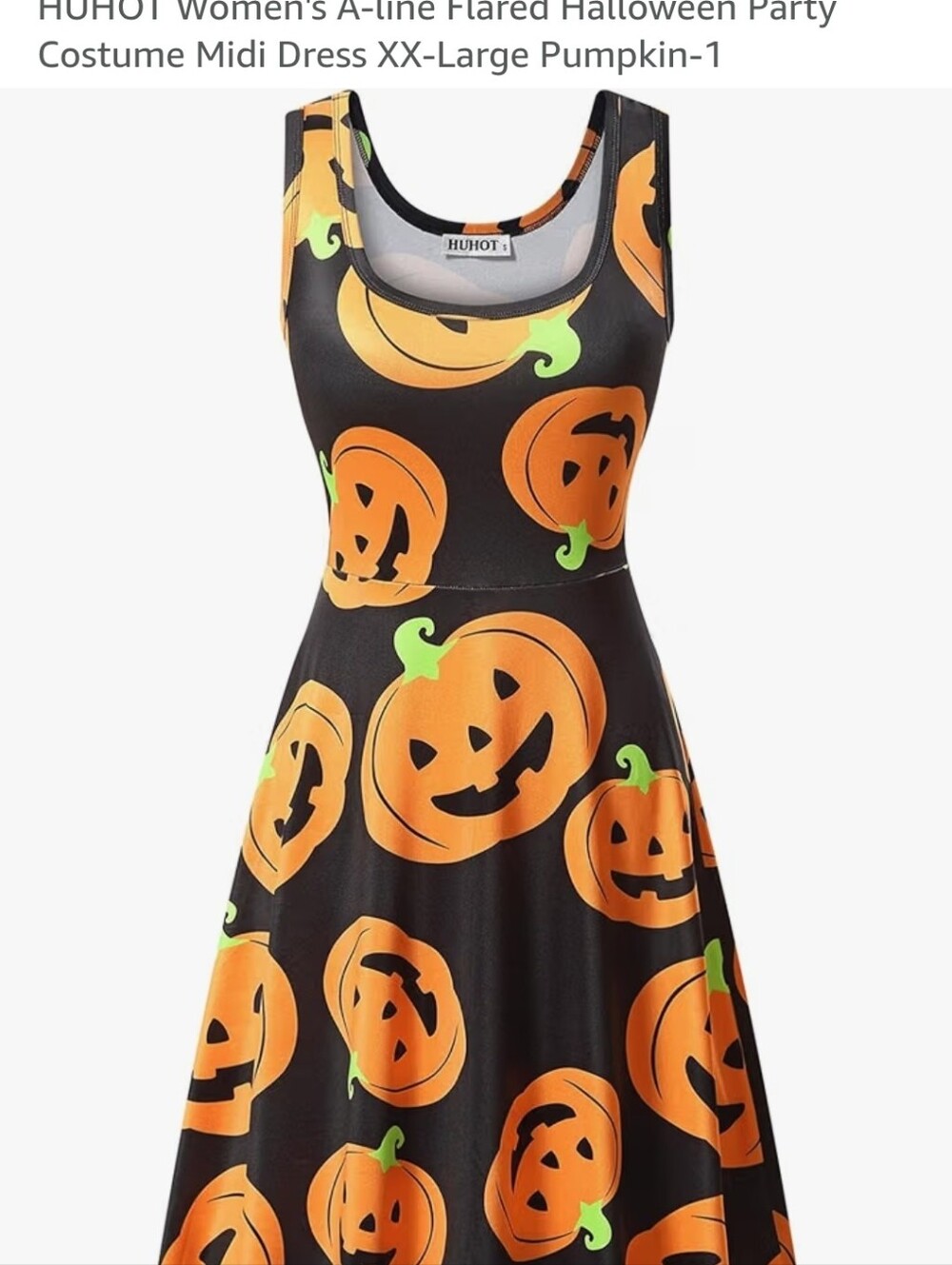 HUHOT Women's A-line Flared Halloween Midi Dress XX-Large Pumpkin